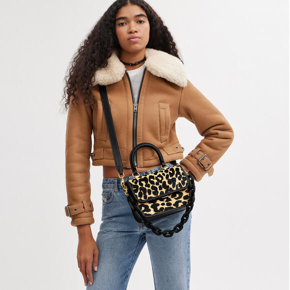 NWT Rogue Top Handle Bag In Haircalf With Leopard Print - Picture 3 of 14